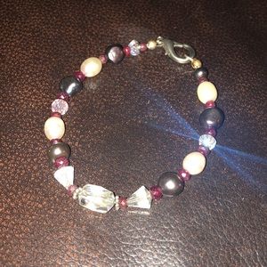Swarovski, pearl and ruby bracelet
